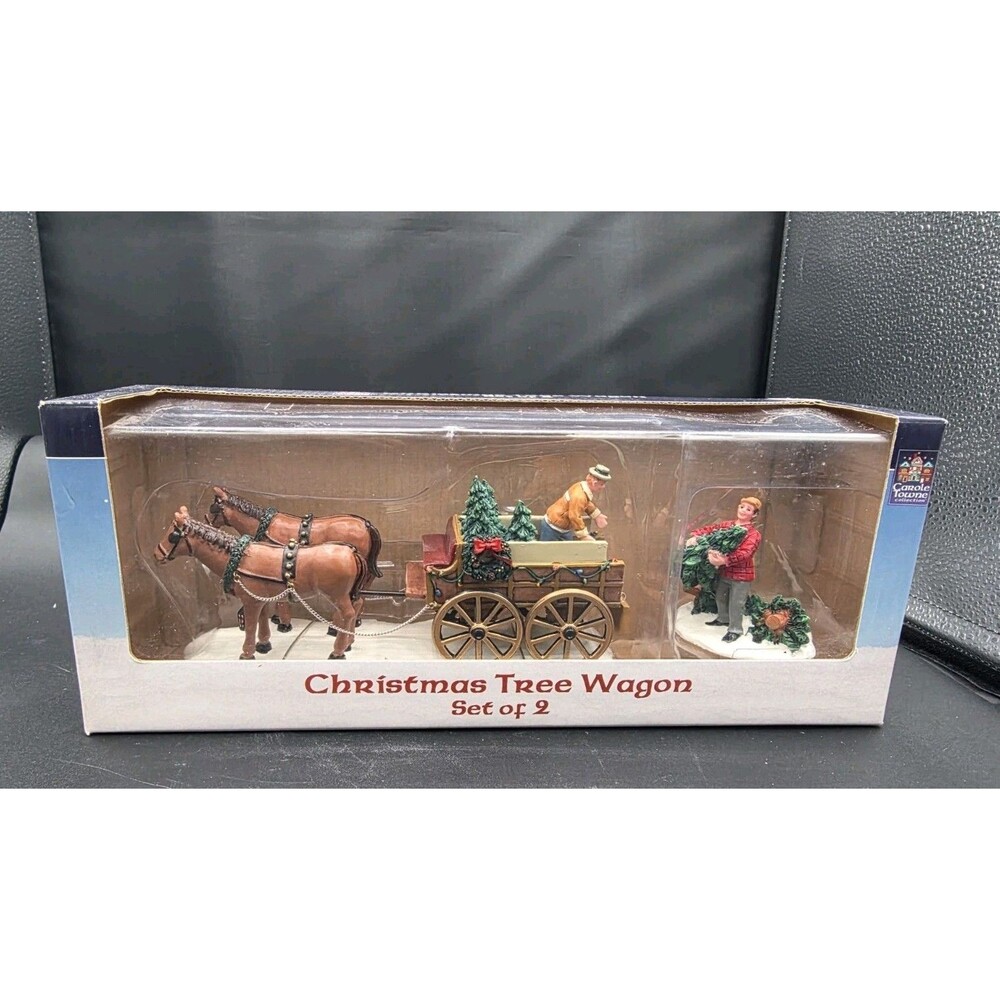Lemax Christmas Tree Wagon Village Collection Accents Horse Carriage 2004
